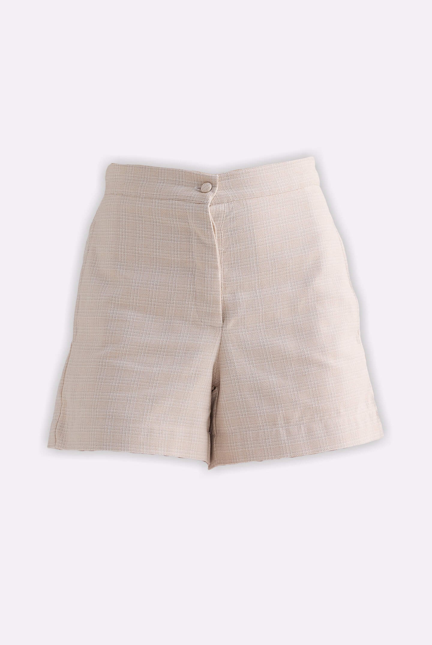 Cotton Tweed Shorts in Cream Front Lay