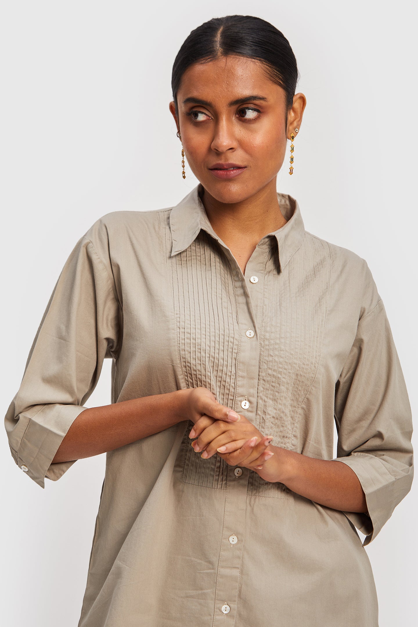 All in One Poplin Ecru Shirt 01