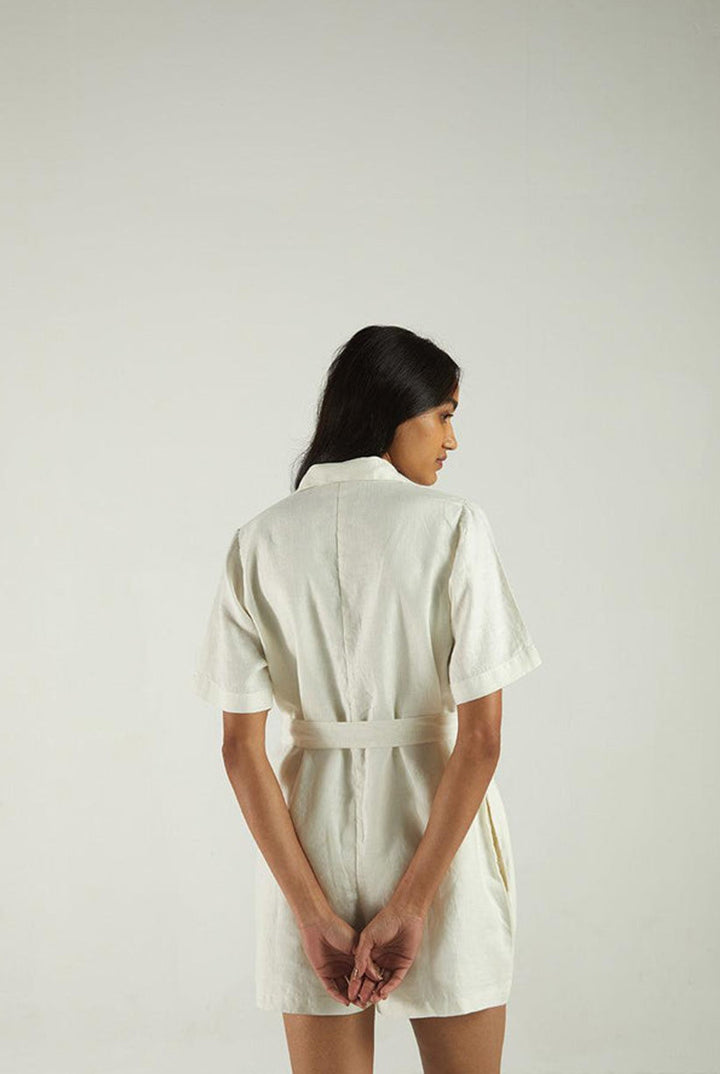 Barefoot in the Park Romper in Off-white