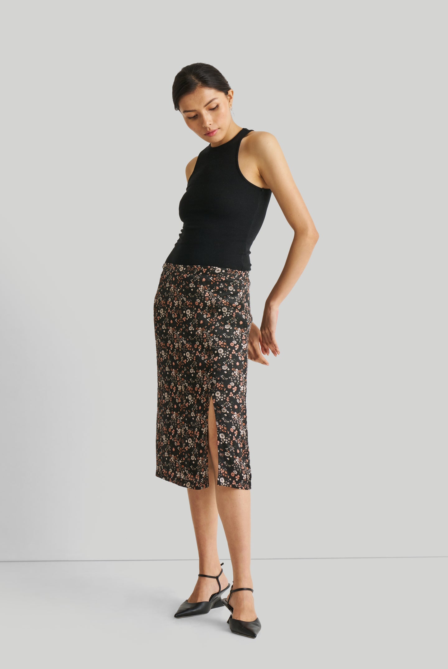 Brunch Skirt in Black Florals