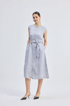 Back Cut Out Linen Dress Front