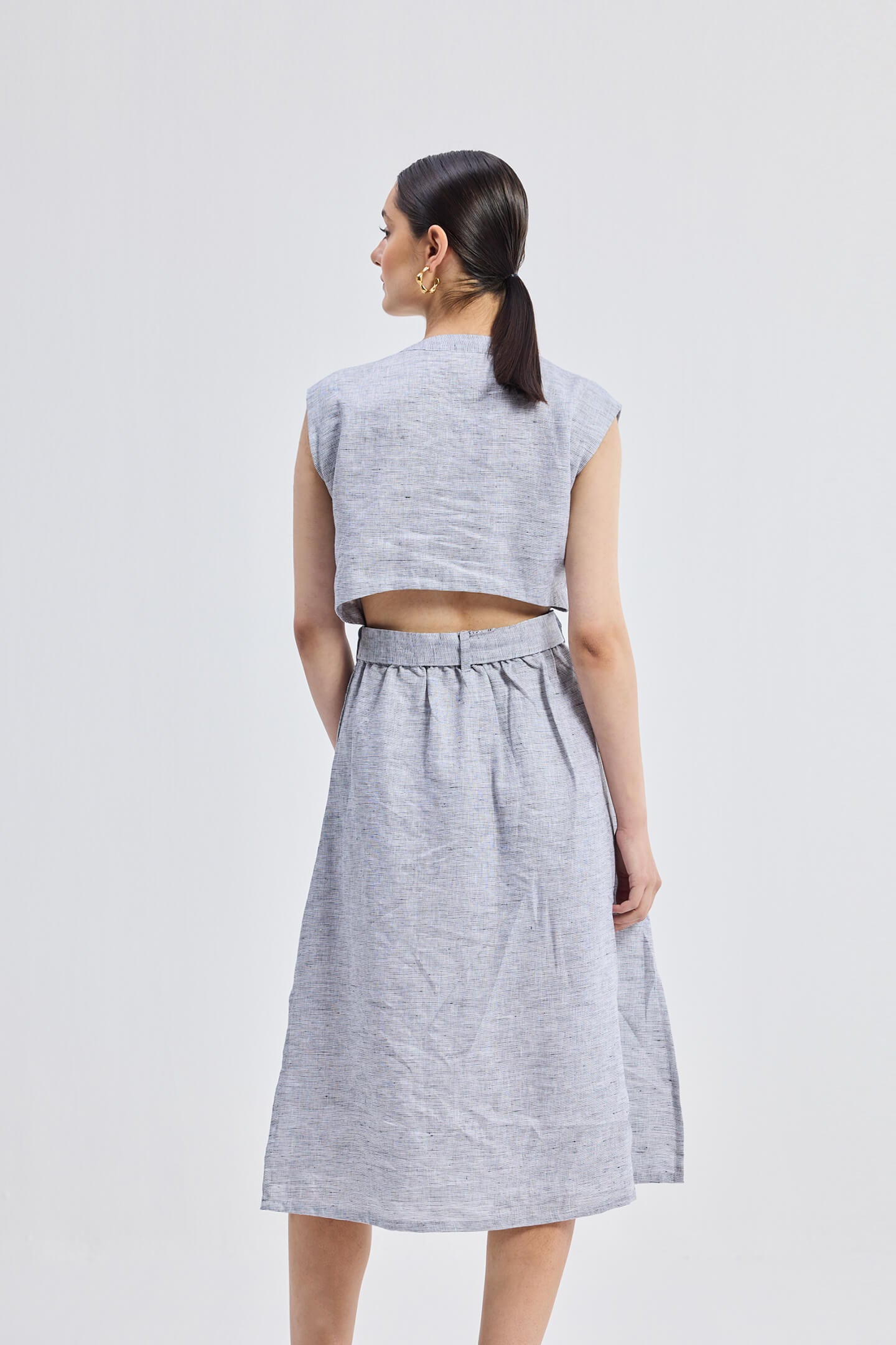Back Cut Out Linen Dress Back