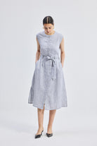 Back Cut Out Linen Dress Front