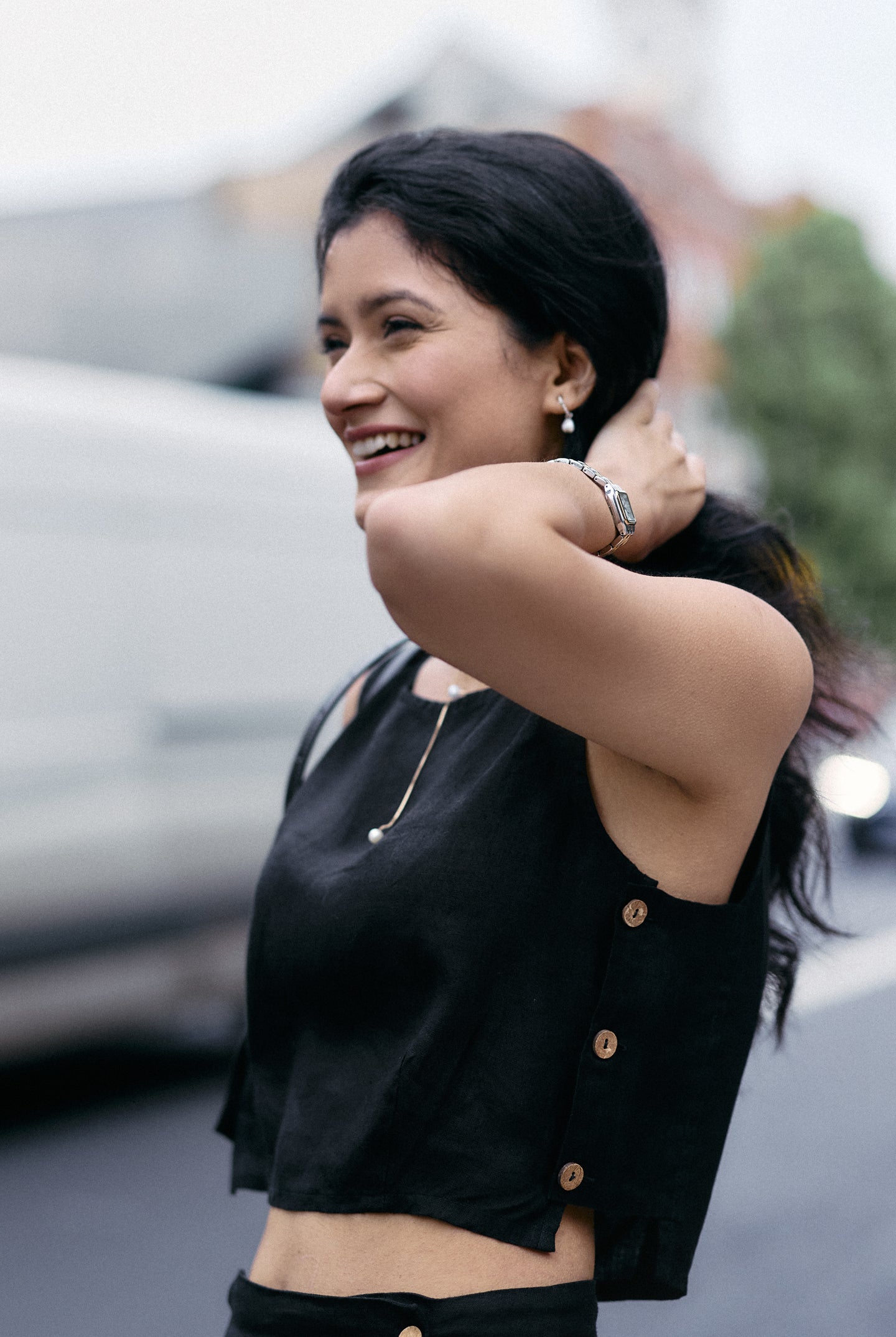 Boxy Crop Top in Black Medium Shot