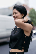 Boxy Crop Top in Black Medium Shot