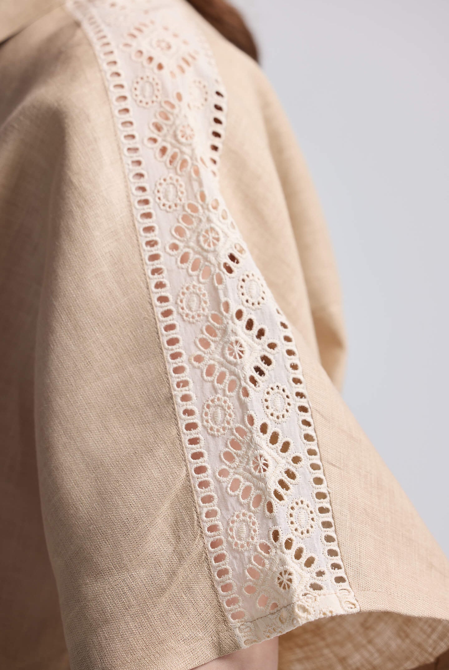Boxy Shirt with Lace Closeup