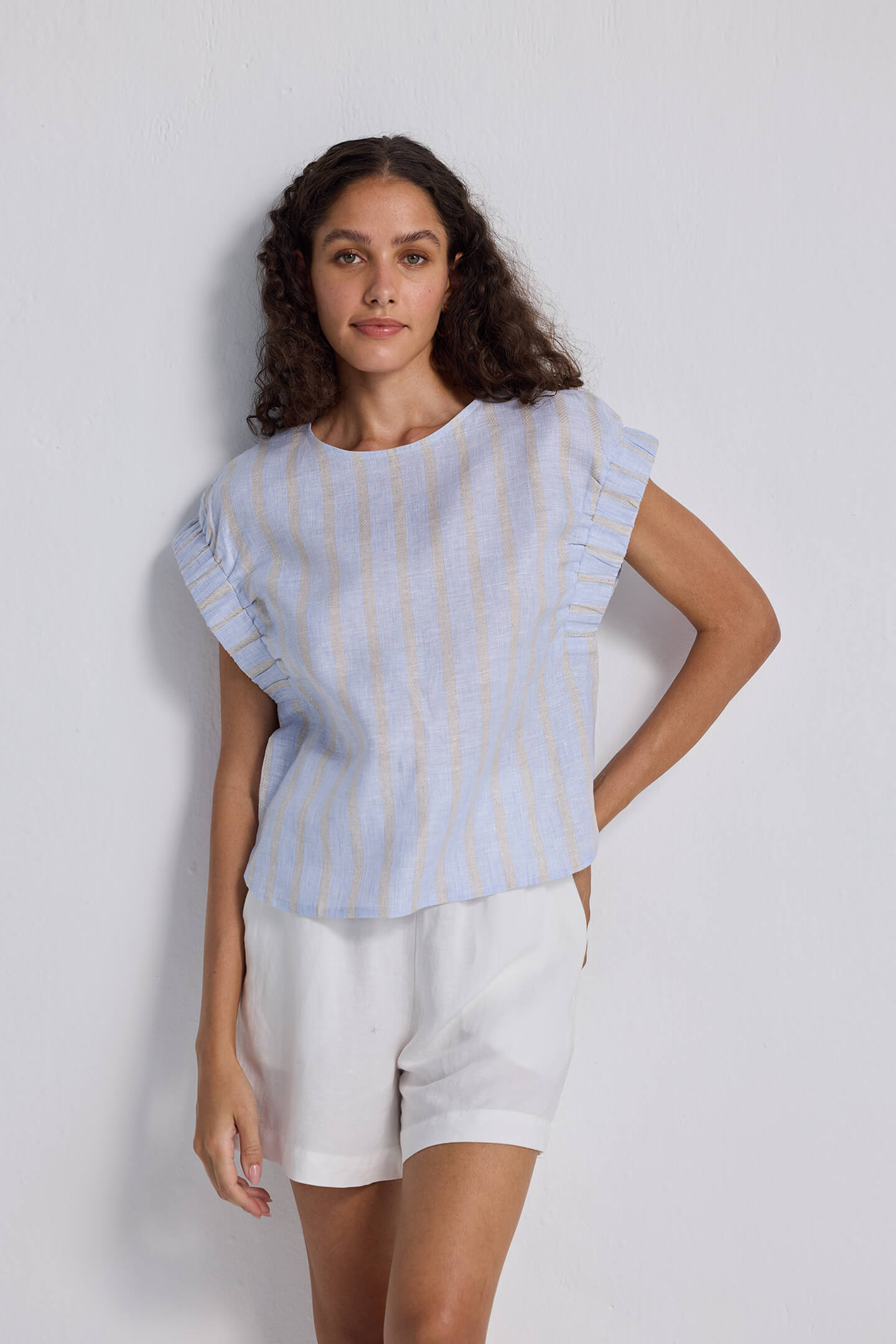 Boxy Top with Sleeve Detailing Front