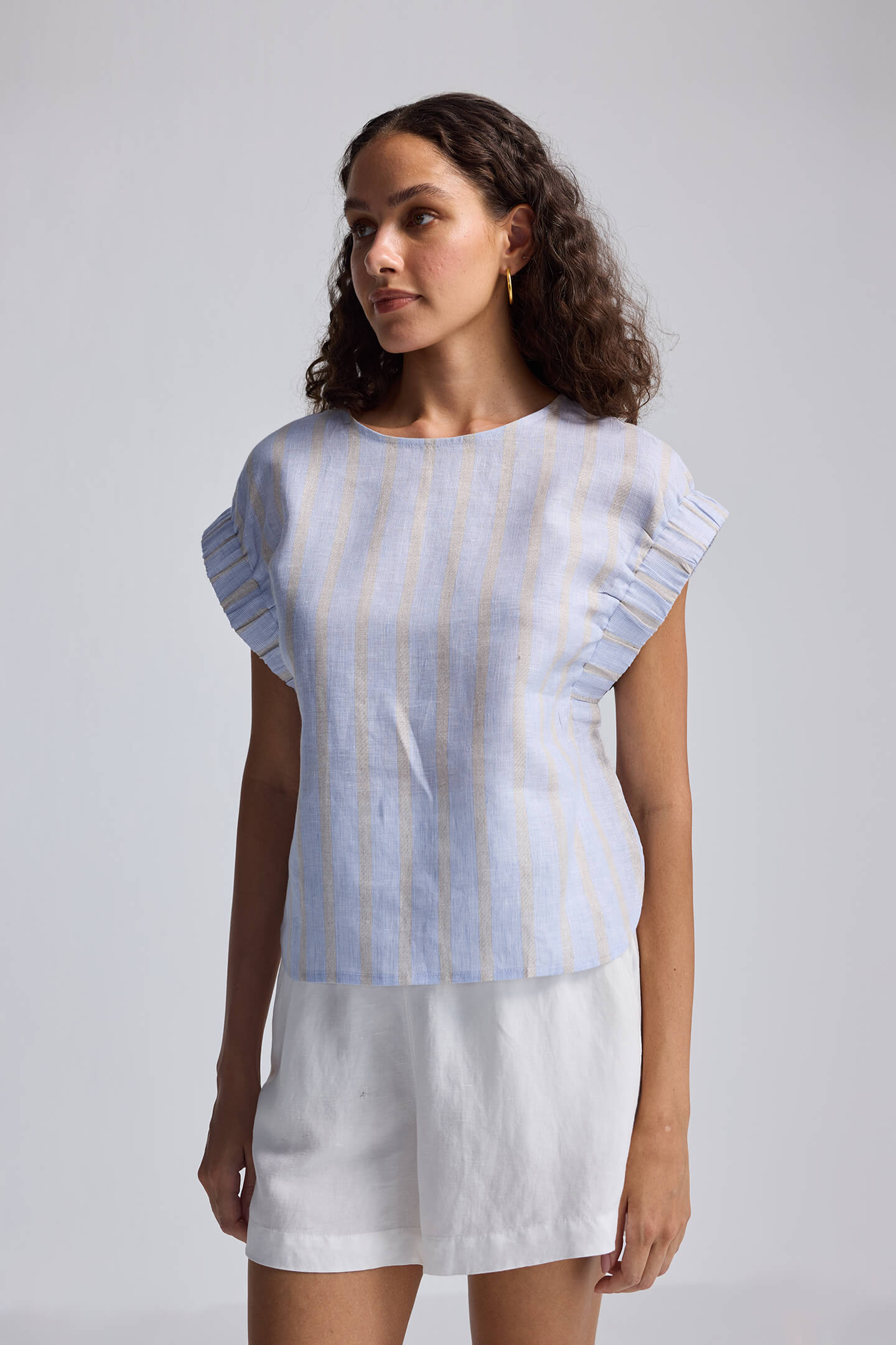Boxy Top with Sleeve Detailing Front