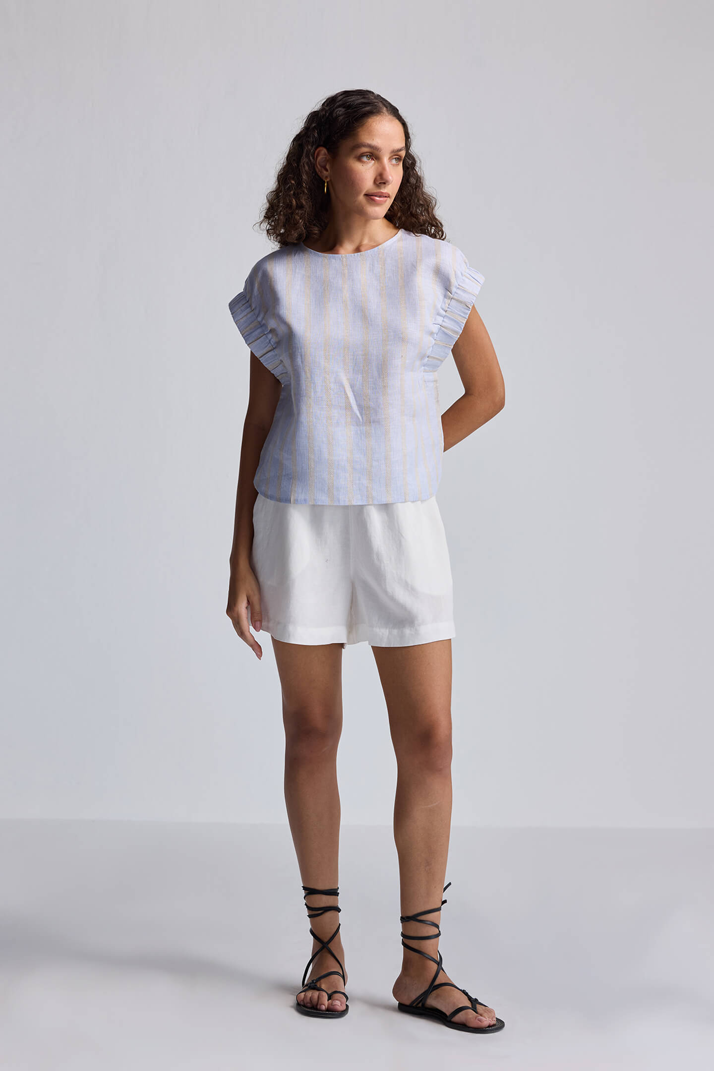 Boxy Top with Sleeve Detailing Front