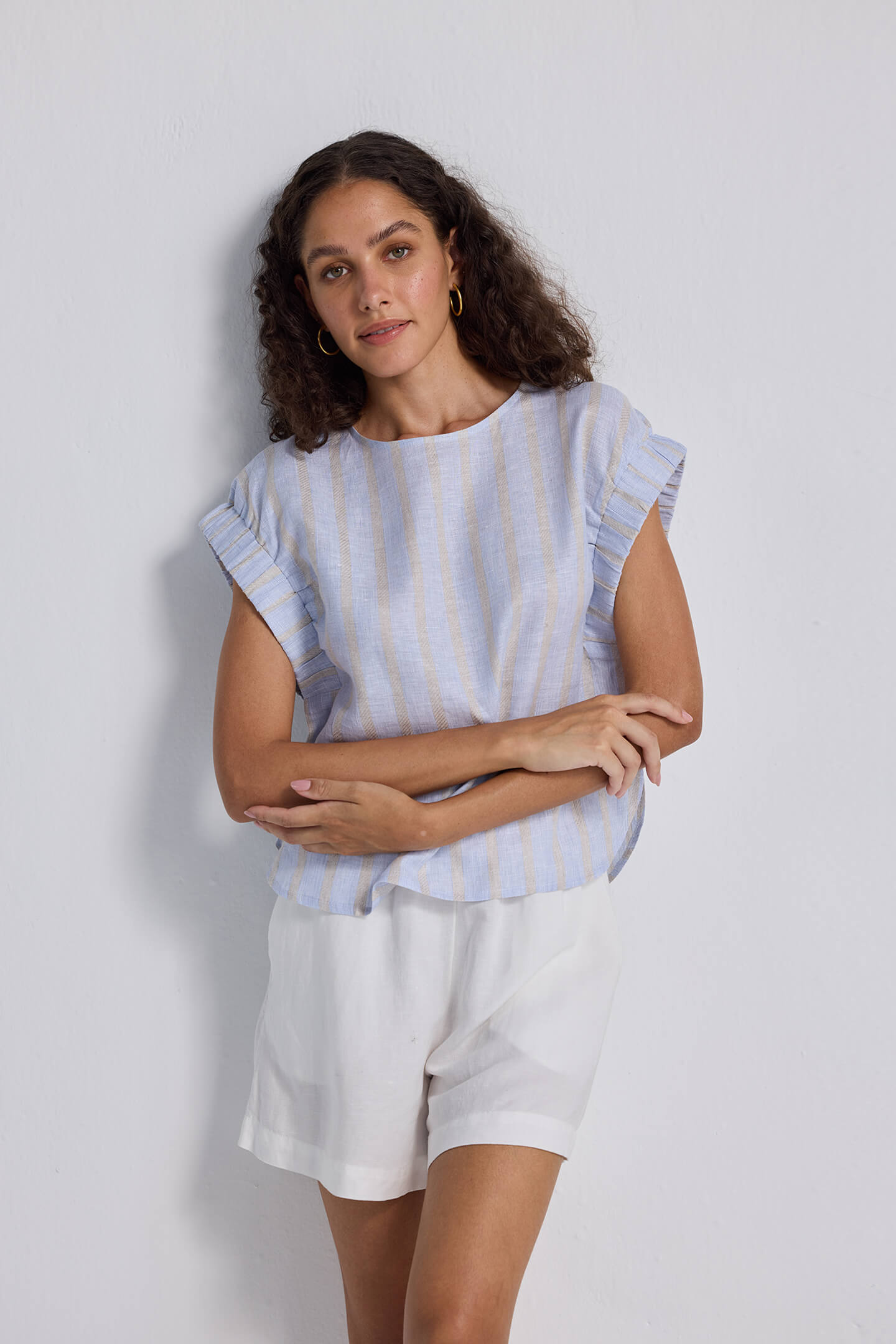 Boxy Top with Sleeve Detailing Front