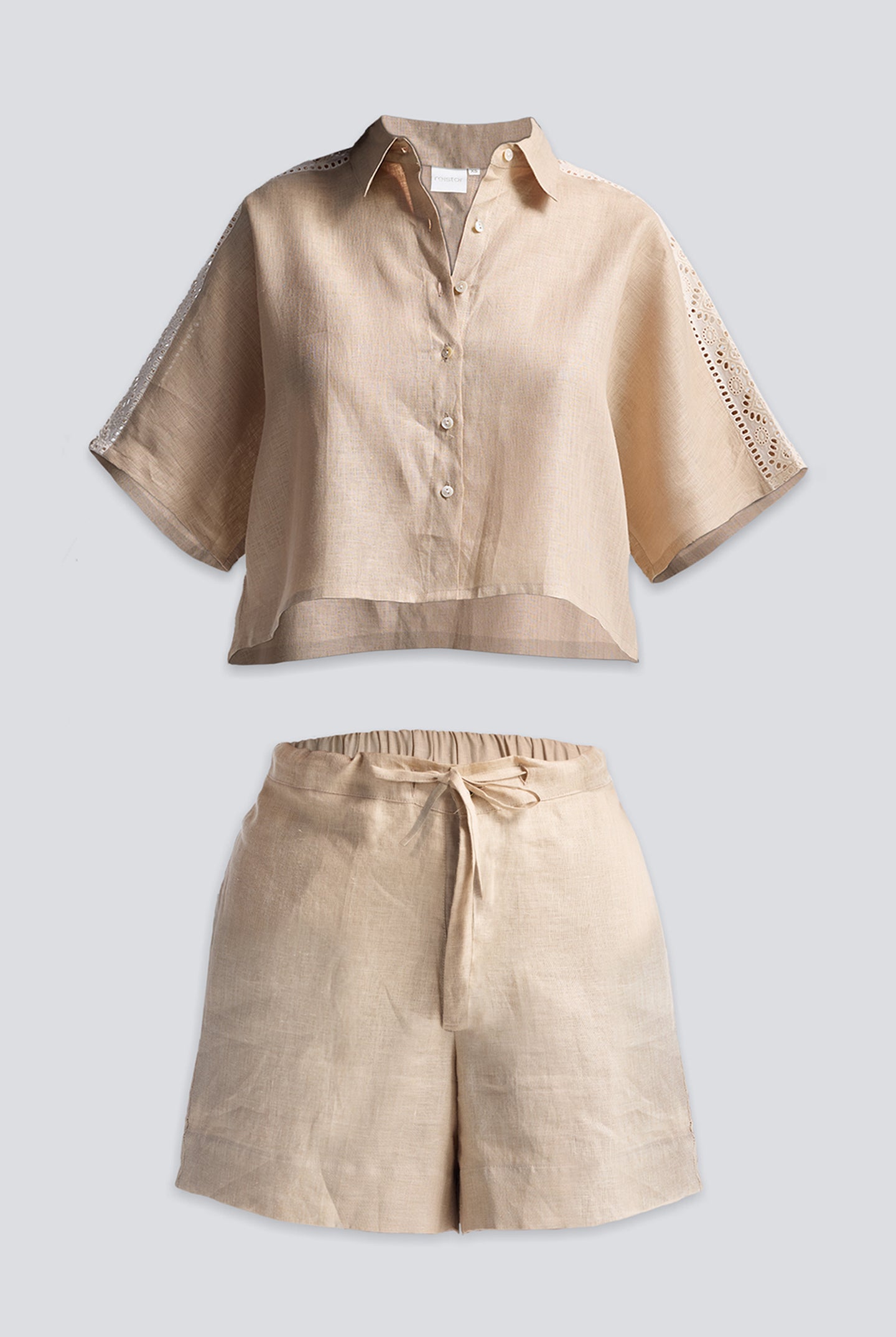 Boxy Shirt with Lace Set Flat Lay