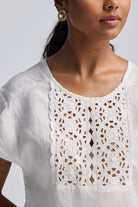 Boxy Top with Embroidered Lace Detail Closeup