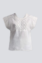 Boxy Top with Embroidered Lace Detail Flat Lay