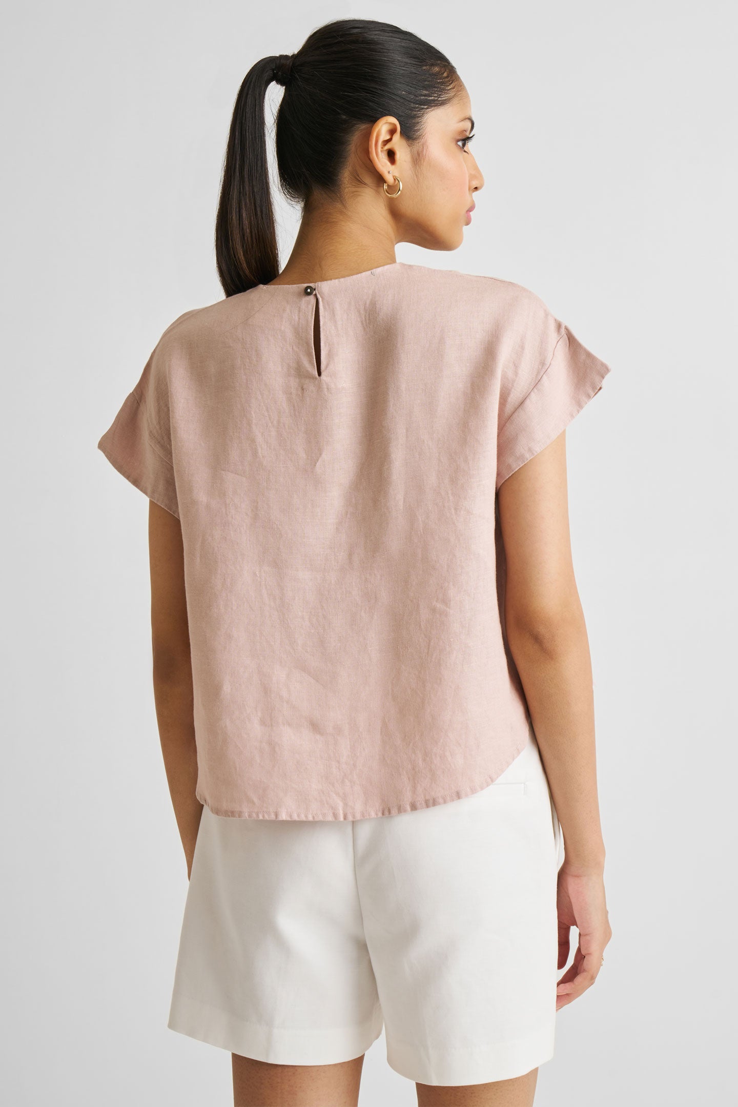 Cap Sleeved Everyday Top in Dusty Pink Medium Shot
