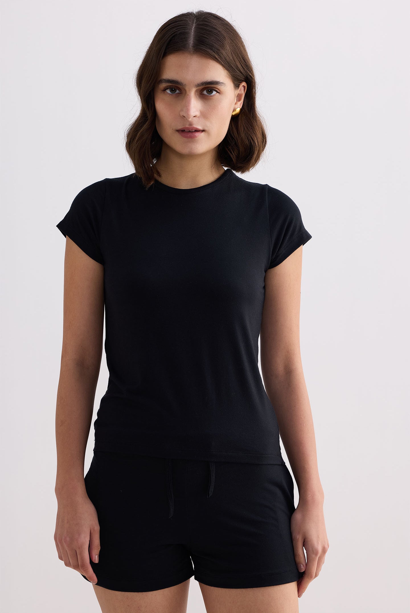 Essential Short Sleeve Tee in Black Front