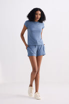 Essential Short Sleeve Tee in Blue Side