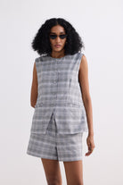 Cotton Tweed Shorts in Grey Front