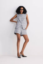 Cotton Tweed Vest Jacket in Grey Moodshot