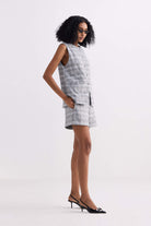 Cotton Tweed Vest Jacket in Grey Side