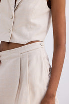 Cotton Tweed Skort in Cream Closeup