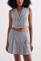 Cropped Cotton Tweed Vest in Grey Closeup