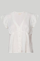 Deep V-neck short off-white top 06