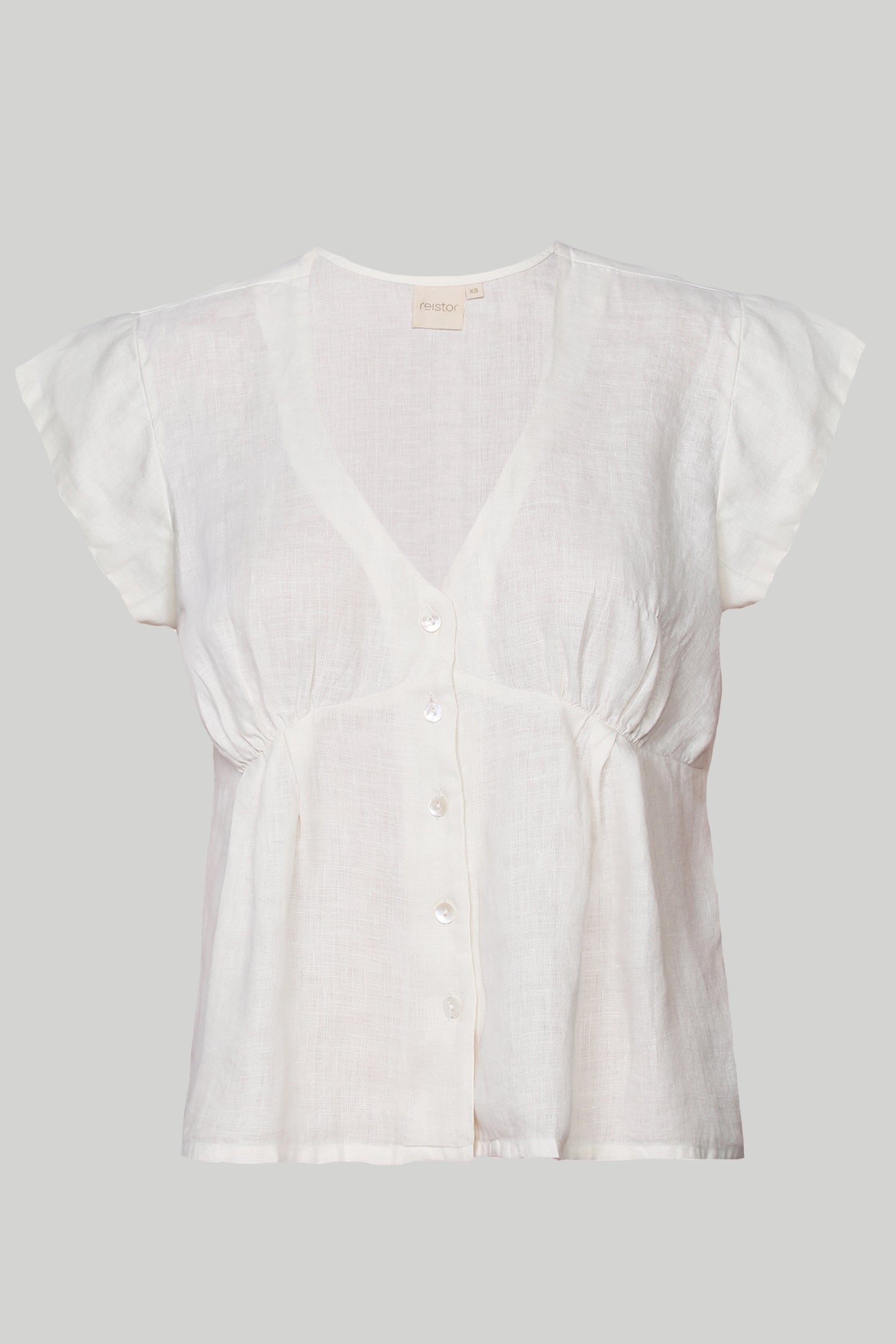 Deep V-neck short off-white top 06