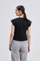 Deep V-neck short top in Black Backup