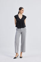 Deep V-neck short top in Black Moodshot