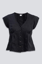 Deep V-neck short top in Black Flat Lay