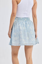 Drawstring Short Skirt in Blue Florals Back