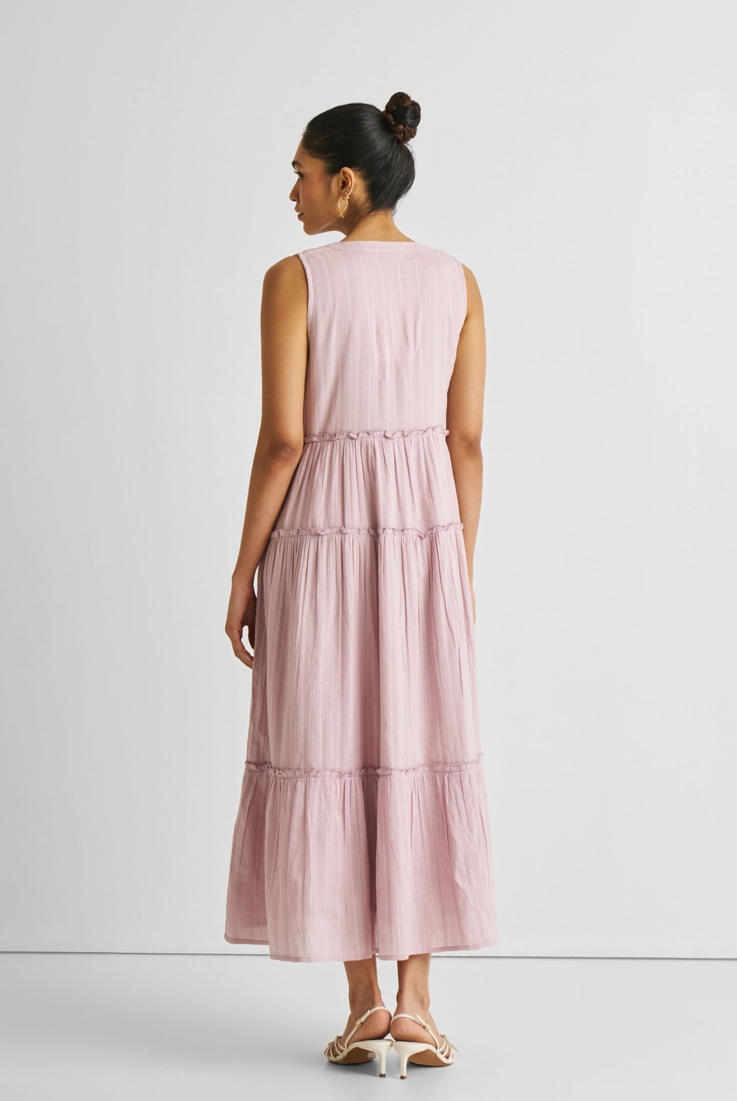 Embroidered Resort Maxi Dress in Pink Long Shot
