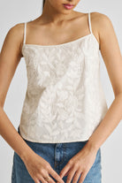 Embroidered Camisole Top in White Closeup
