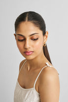 Embroidered Camisole Top in White Closeup