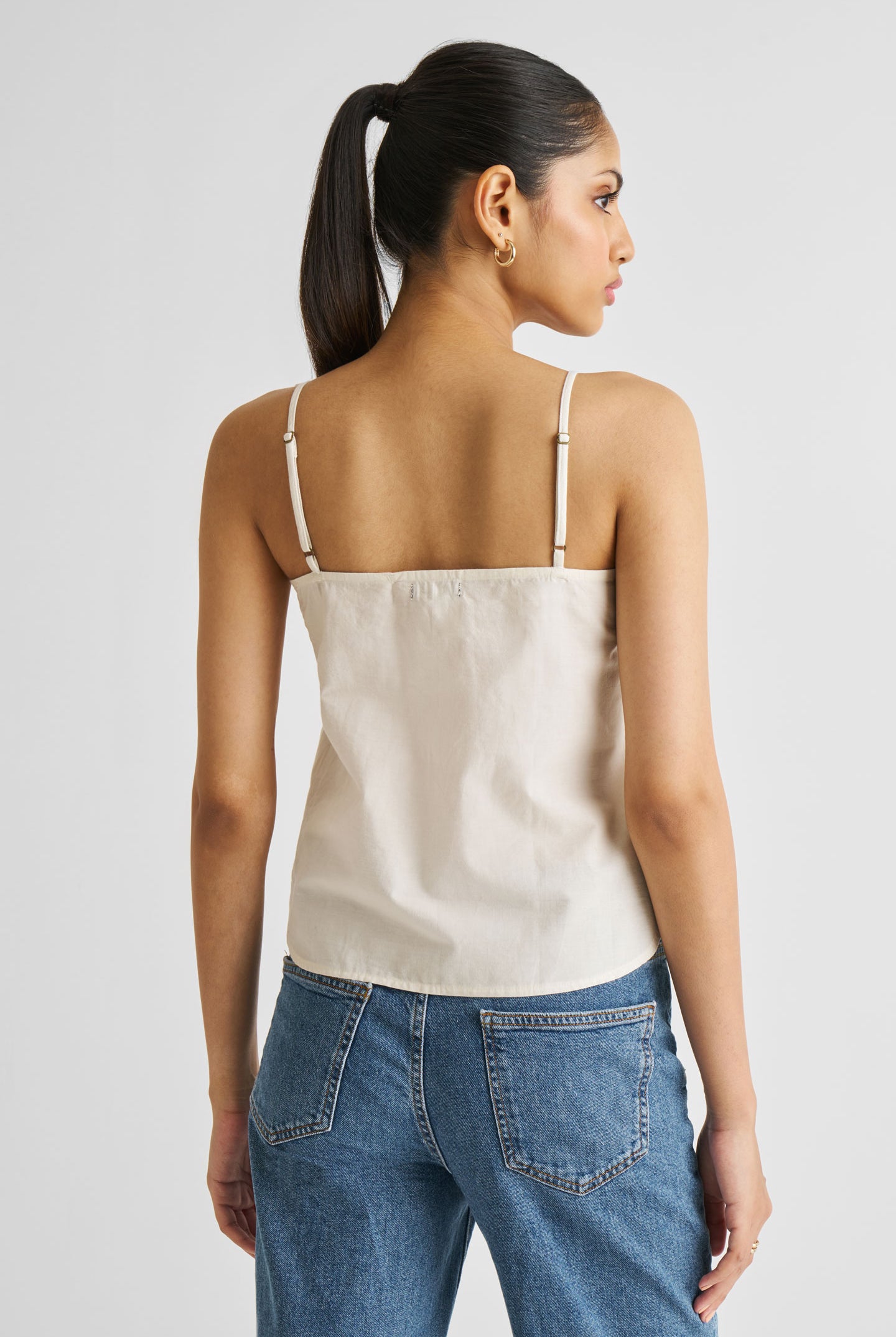 Embroidered Camisole Top in White Medium Shot