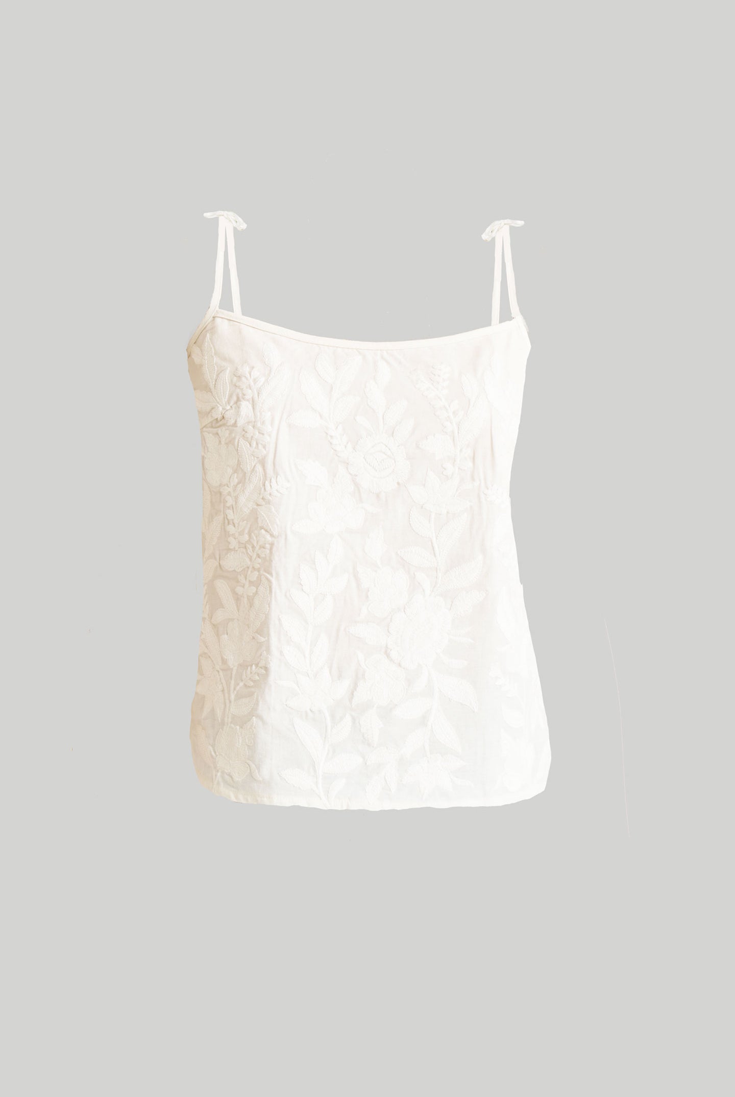 Embroidered Camisole Top in White Flat Lay