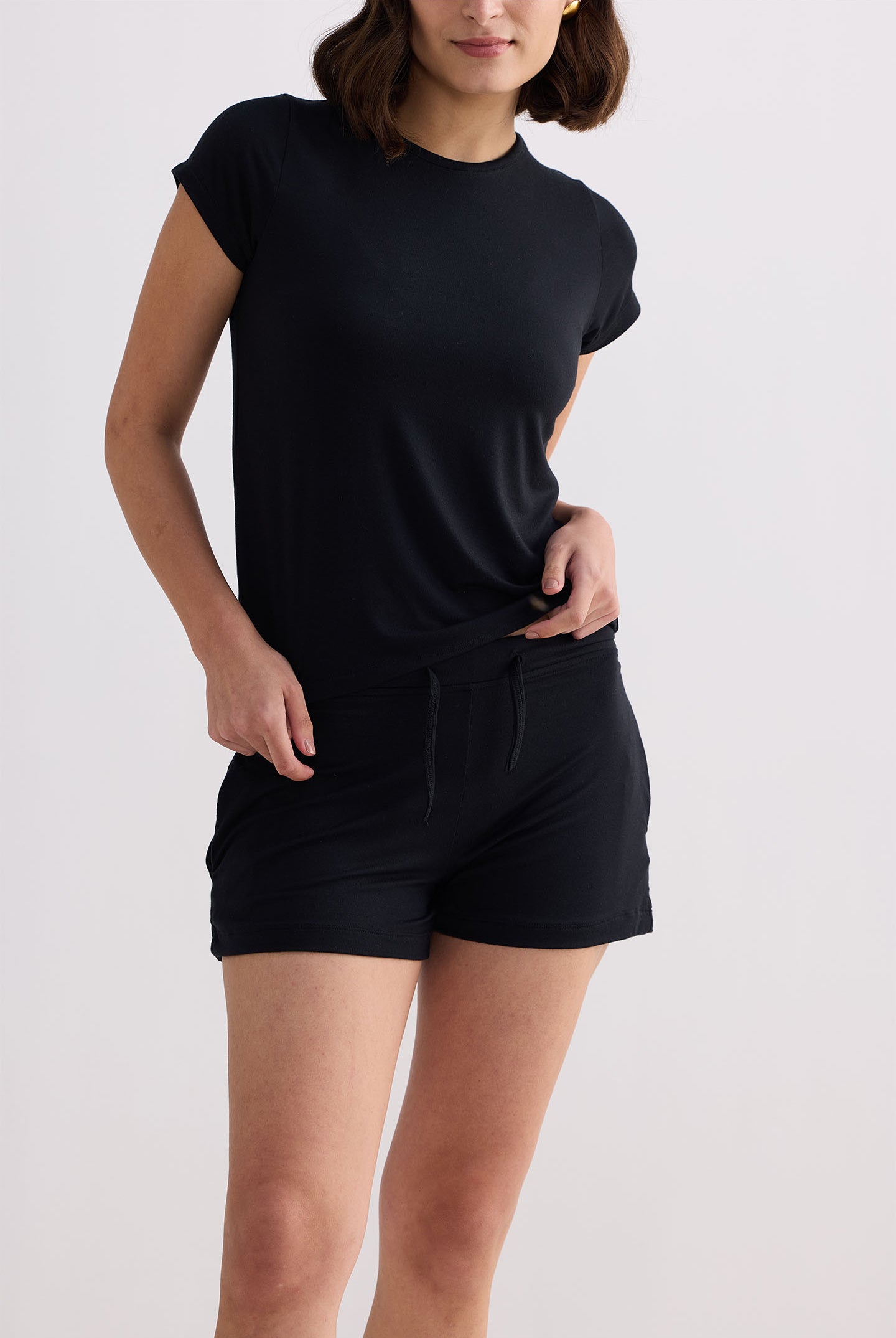 Essential Knit Shorts in Black Closeup