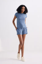 Essential Knit Shorts in Blue Side