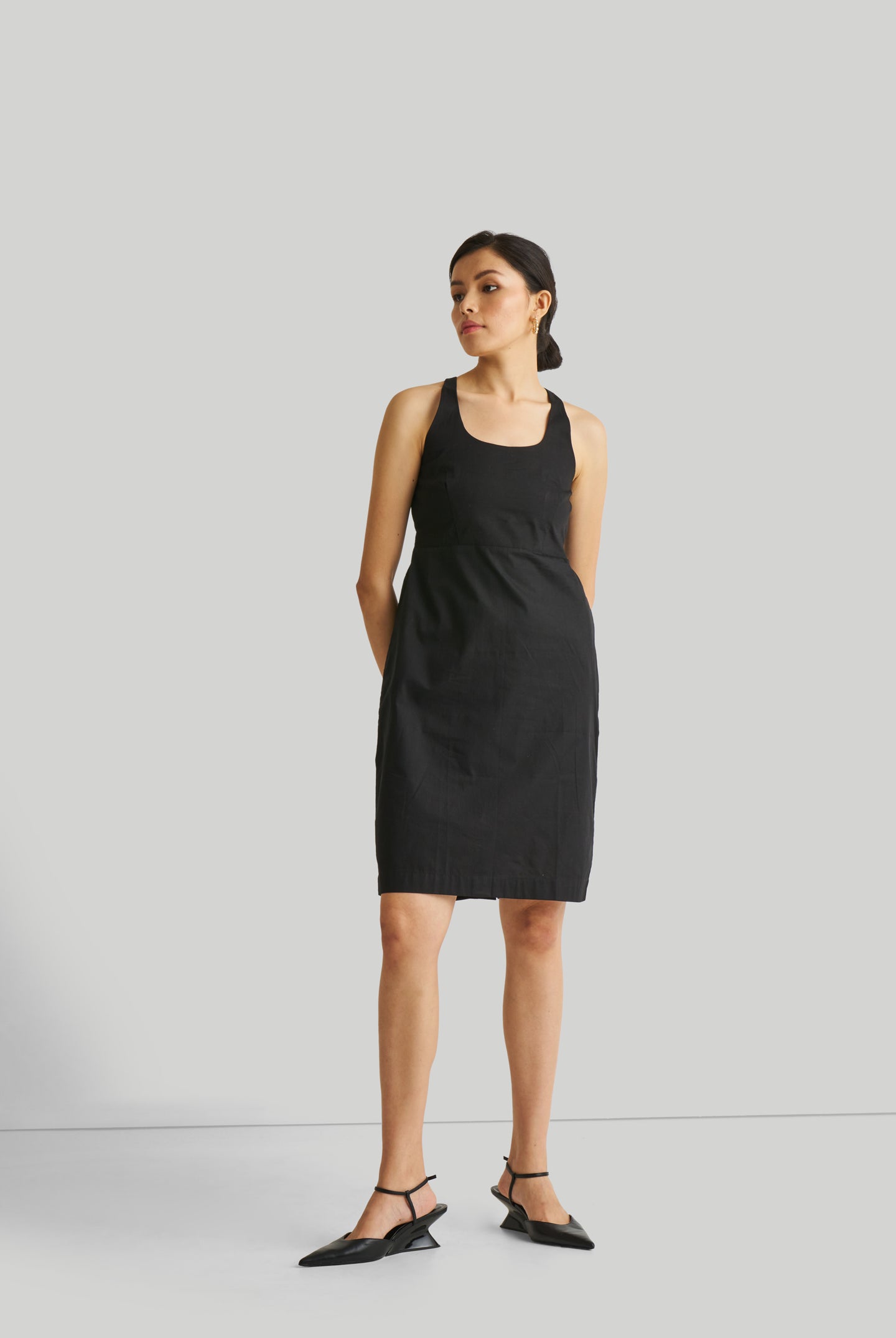 Fitted Knee Length Dress in Black