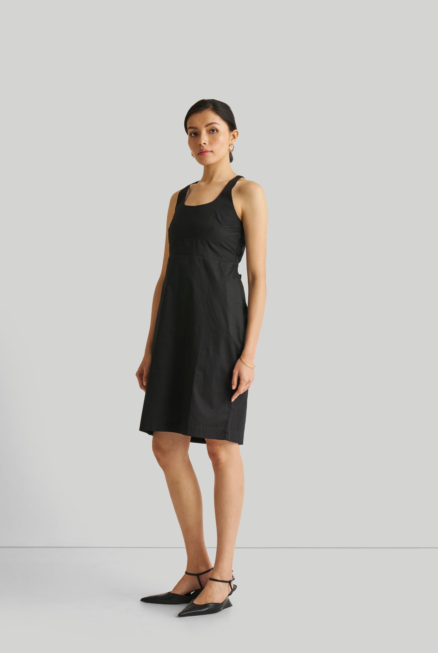 Fitted Knee Length Dress in Black
