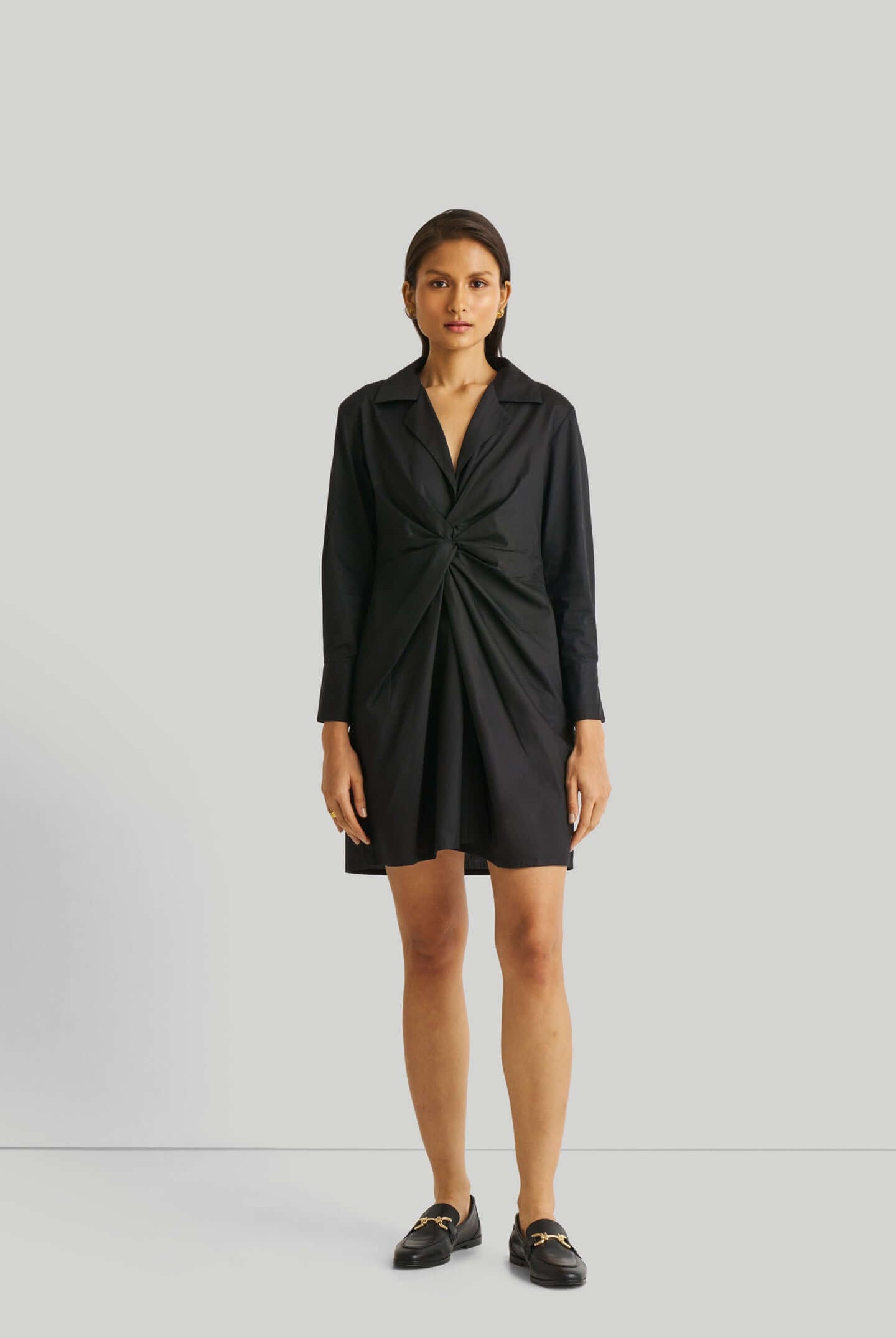 Front Twist Black Dress