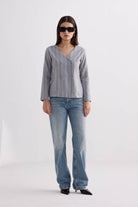 Fitted Cotton Tweed Jacket in Grey Long Shot