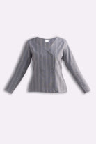 Fitted Cotton Tweed Jacket in Grey Flat Lay