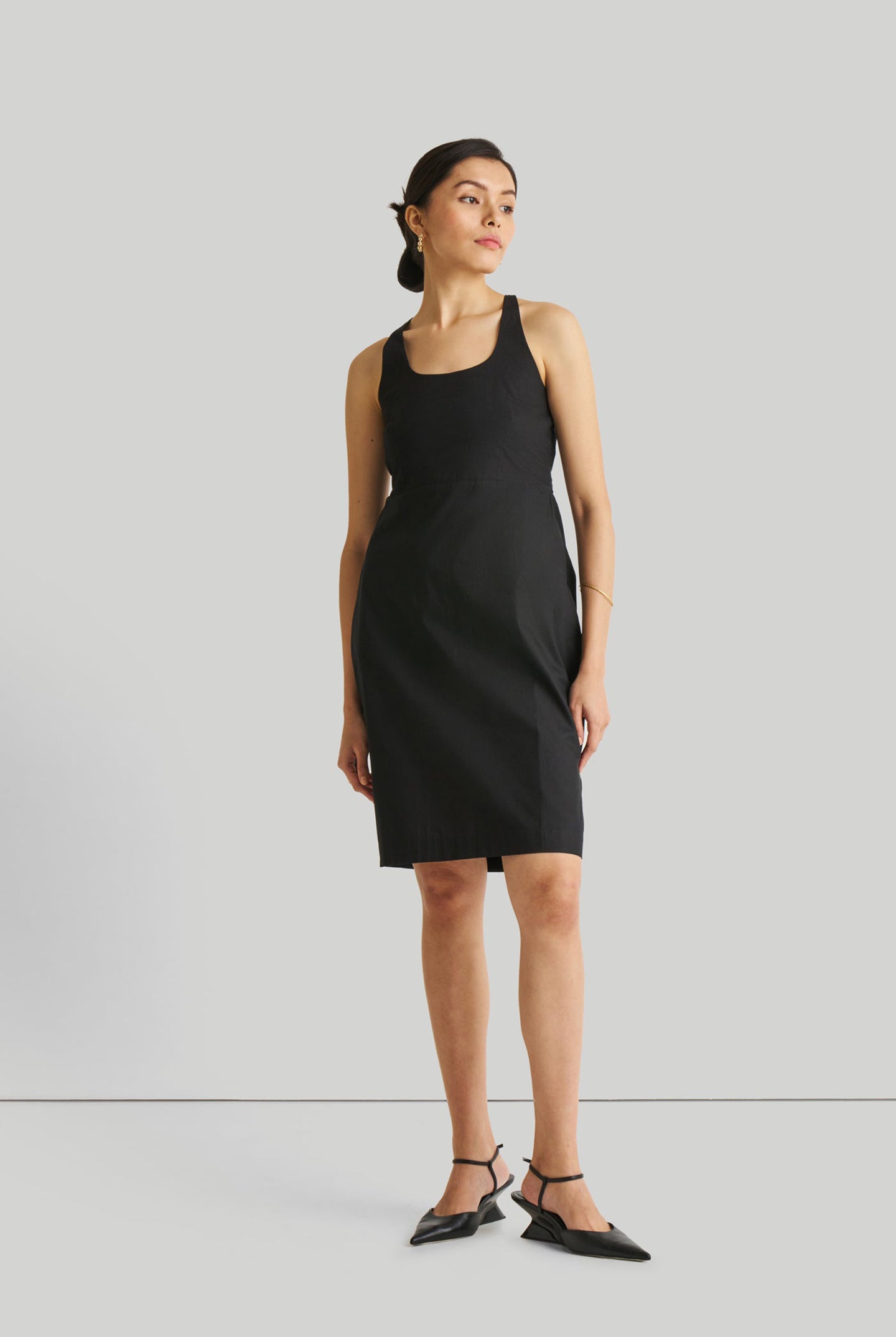 Fitted Knee Length Dress in Black