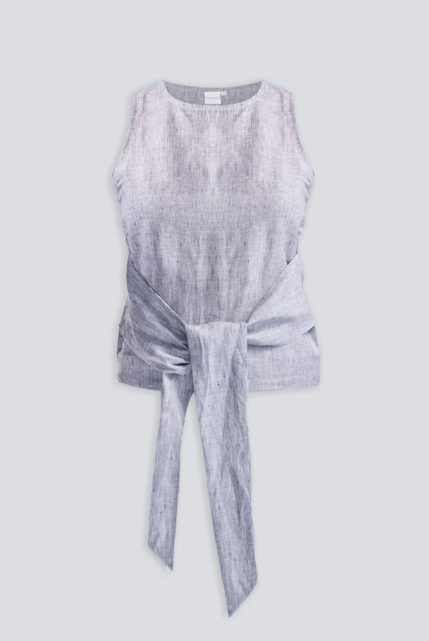 Front-tie Top in Linen Stripes Flat Lay