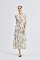 Front Twist Maxi dress in Black Florals Front