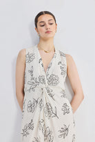 Front Twist Maxi dress in Black Florals Closeup