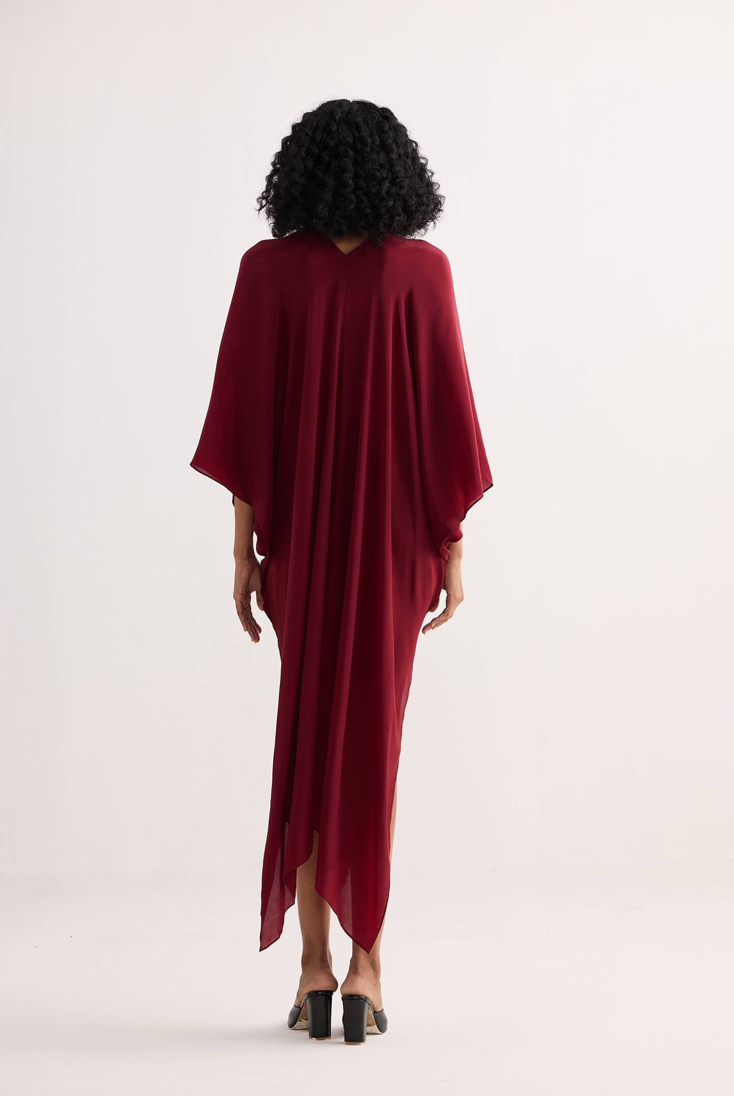 Front Twist Kaftan Dress in Burgundy Back