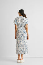 Gathered Maxi Dress in Blue Florals