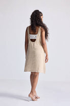 Hemp Short Dress with Back Embroidered Lace Detail Back